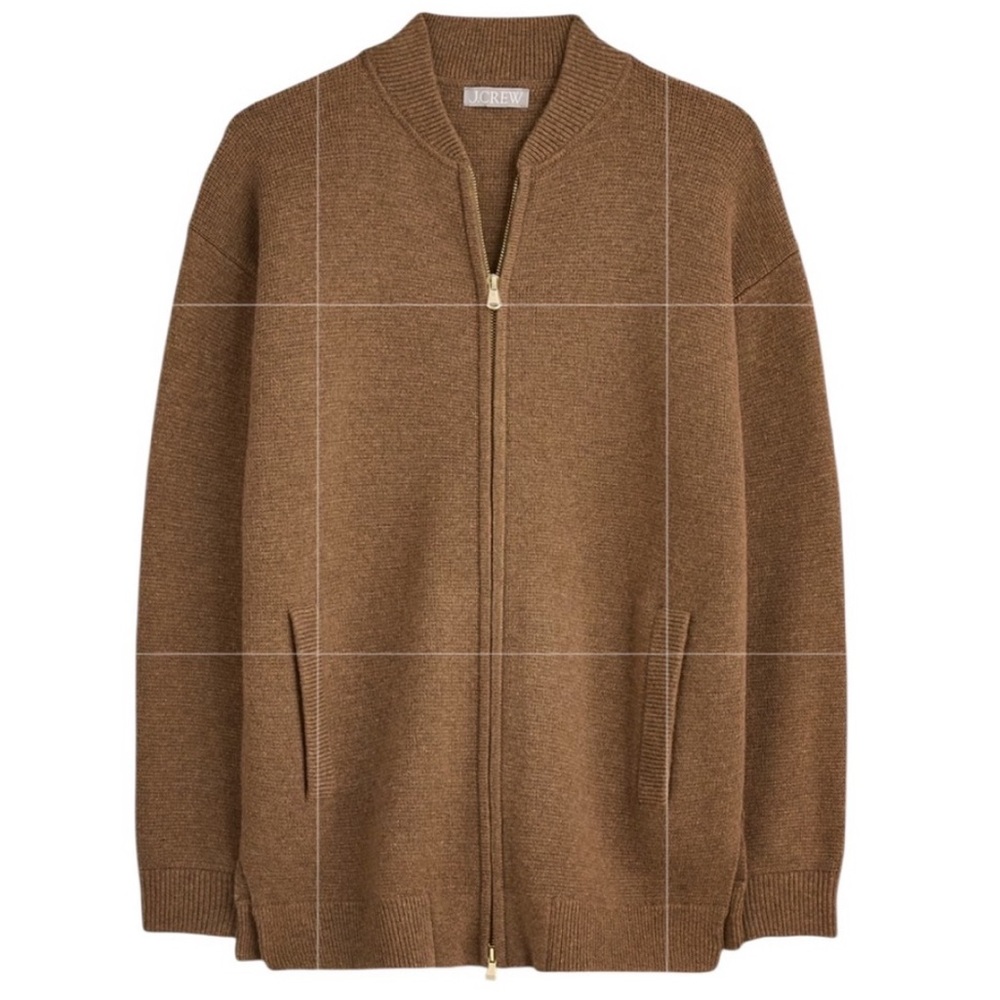 J. CREW Full-zip flight sweater-jacket‎ Heather Rich Camel Minimalist Size XS